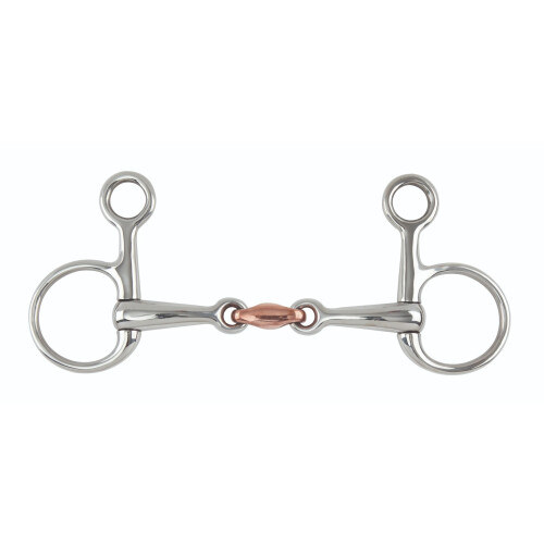 (5in, Silver) Shires Copper Lozenge Horse Hanging Cheek Snaffle Bit