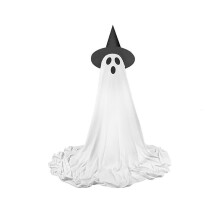 XEOVHV Halloween-koristeet ulkokäyttöön, suuret valaistut valkoiset kankaiset aaveet 82,68" noidanhatulla, nurmikkojuhlakoriste kaukosäätimellä