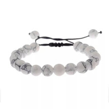 Pulseira RSAMD8mm Lápis-lazúli 7 Chakras Lava Trançada com Contas de Pedra Natural para Yoga - Howlita