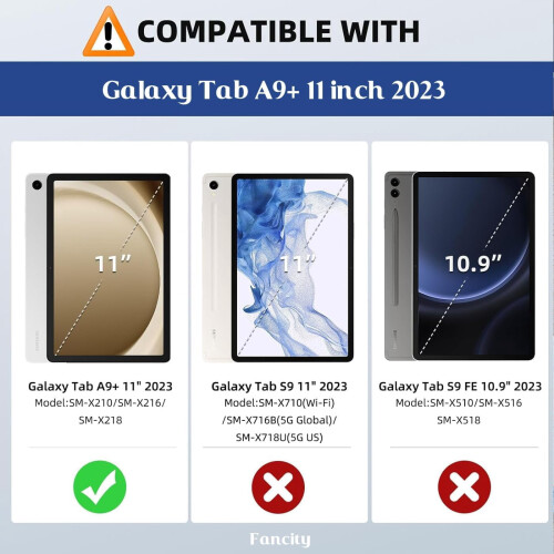 Capa compatível com Samsung Galaxy Tab A9 Plus / A9+ 11 polegadas (2023), capa em couro PU com suporte para S Pen e encaixe para apoio. 1