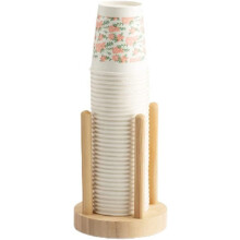 Soporte para vasos desechables, estante para tazas de agua y té, dispensador de madera con soporte de exhibición para tazas con varilla más larga