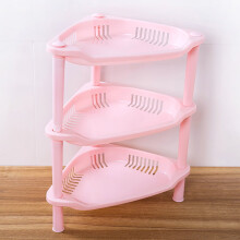 Rangement textile Poaug Home en liquidation - Organisateur d'angle en plastique à 3 niveaux pour salle de bain, étagère de rangement pour cuisine,