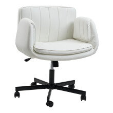 Cream Faux Leather Criss Cross Chair with Wide Seat & Recline