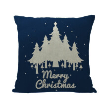 Weihnachtskissenbezug aus Leinen mit Schneeflockenmotiv, Elchmotiv, Weihnachtsbaum, Weihnachtsmann, Sofakissenbezug