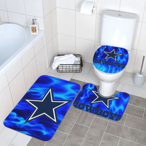 DC_Cowboys Team Σετ χαλιών μπάνιου 3 τεμαχίων, αντιολισθητικό χαλί μπάνιου 24x16 ίντσες 2