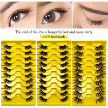 Hesroicy10 párů měkkých, kudrnatých umělých řas s realistickým a flexibilním 3D designem pro přirozený make-up pro ženy