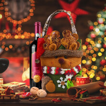Jacenvly Decorazioni natalizie Svendita per feste Sacchetto di caramelle portatile Sacchetti per giacca di vino rosso natalizio Sacchetto per