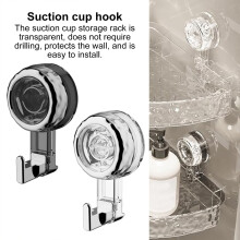 Étagère de douche d'angle transparente SUSUchens à ventouses, sans perçage, pour salle de bain et cuisine. Argentée.