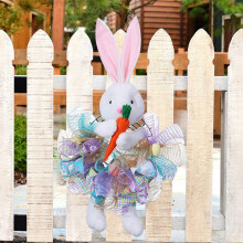 Húsvéti dekorációs kedvezmények! Kék WJSXC húsvéti bejárati ajtókoszorú szalaggal, húsvéti nyuszi babákkal kompatibilis, tavaszi