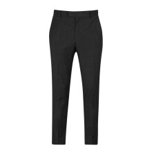 (35R, Charcoal) Without Prejudice Mens Wool Blend Tapered Leg Slim Suit Trousers