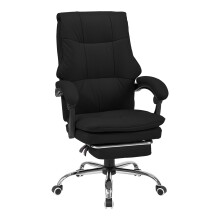 Height-Adjustable Ergonomic Reclining Office Chair with Footrest, Black
