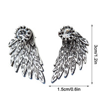 Jacenvly2024Retro Engelenveer Diamanten Oorbellen, 3D Legering Piercing Sieraden, 1 Paar Cadeau voor Vrouwen