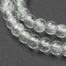 1 streng craquelé glaskralen, rond, transparant, 4 mm gat: 1,1~1,3 mm, ongeveer 200 stuks per streng, 31,4 inch