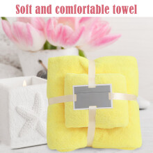 Serviettes de bain en coton doux et absorbant naioewe, 2 en 1 : serviette de bain et serviette pour le visage (jaune)