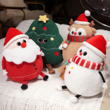 Weihnachtskissen (40 cm), weicher Teddy-Sherpa-Weihnachtsmann, niedliches Stoffkissen für die Festtagsdekoration, passend für Sofa und Bett