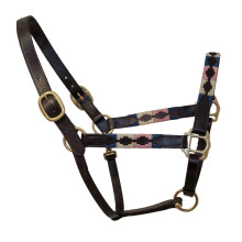 (Cob, Pink/Natural/Navy) Blenheim Leather Polo Horse Headcollar