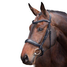 (Full, Black) Velociti Lusso Elite Leather Padded Horse Cavesson Bridle