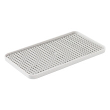 Bandeja de drenaje ahuecada para frutas, PP, fácil limpieza, soporte para utensilios, escurridor, portavasos rectangular blanco