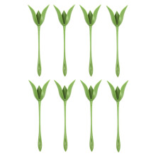 Servilletero con diseño de estante, con capullos de flores de plástico de tallo verde y servilletas blancas para arreglos de mesa, estante de