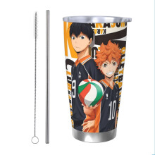 Gobelet Haikyuu 590 ml (20 oz), tasse de voyage isotherme en acier inoxydable avec couvercle, idéale pour les activités de plein air.