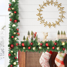 Guirlande de Noël Yescom 9FT pré-illuminée, fonctionne sur piles avec minuterie, lot de 2, compatible avec les cheminées, les escaliers, les murs
