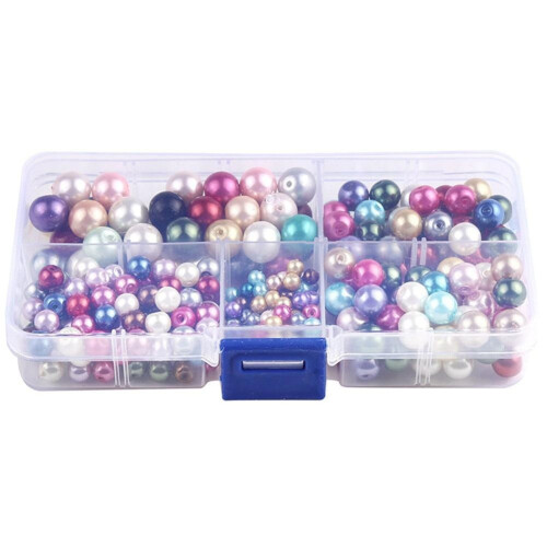 DAMIFU340PCS Μικτό στρογγυλό γυαλί με μαργαριτάρια για χάντρες PEARL Μικτό χρώμα για