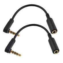 Cable de extensión de audio estéreo de 2 unidades, 6 pulgadas, 4 polos, 3,5 mm macho en ángulo recto a 3,5 mm hembra.