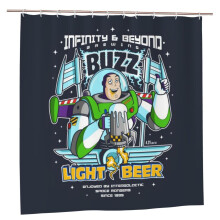Perdea de duș cu desene animate Buzz Lightyear, 72" x 72", decor de baie anime, cu 12 cârlige, material impermeabil și lavabil din poliester