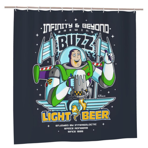 Κουρτίνα ντους κινουμένων σχεδίων Buzz Lightyear 72" X 72" διακόσμηση μπάνιου Anime With12Hooks