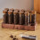 Ξύλινη βάση αποθήκευσης κόκκων καφέ από καρυδιά, γυάλινη βάση για μπουκάλια, 12 5