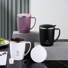 Jacenvly304 Roestvrijstalen koffiemok met deksel - Thermische isolatie, draagbaar, comfortabel handvat - Geschikt voor gebruik buitenshuis -