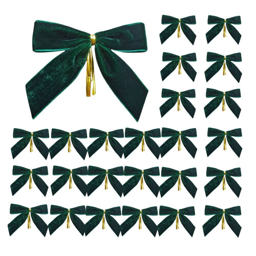 Bentne24Pcs Πράσινοι Μικροί Βελούδινοι Χριστουγεννιάτικοι Φιόγκοι, Συμβατοί με