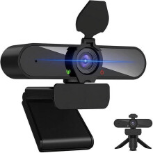 2K-webcam met microfoon en privacykapje, QHD 30fps USB 3.0-camera met automatische lichtcorrectie, plug-and-play voor Zoom/Skype/Teams/OBS/Facetime,