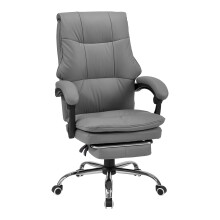 Height-Adjustable Ergonomic Reclining Office Chair with Footrest, Grey