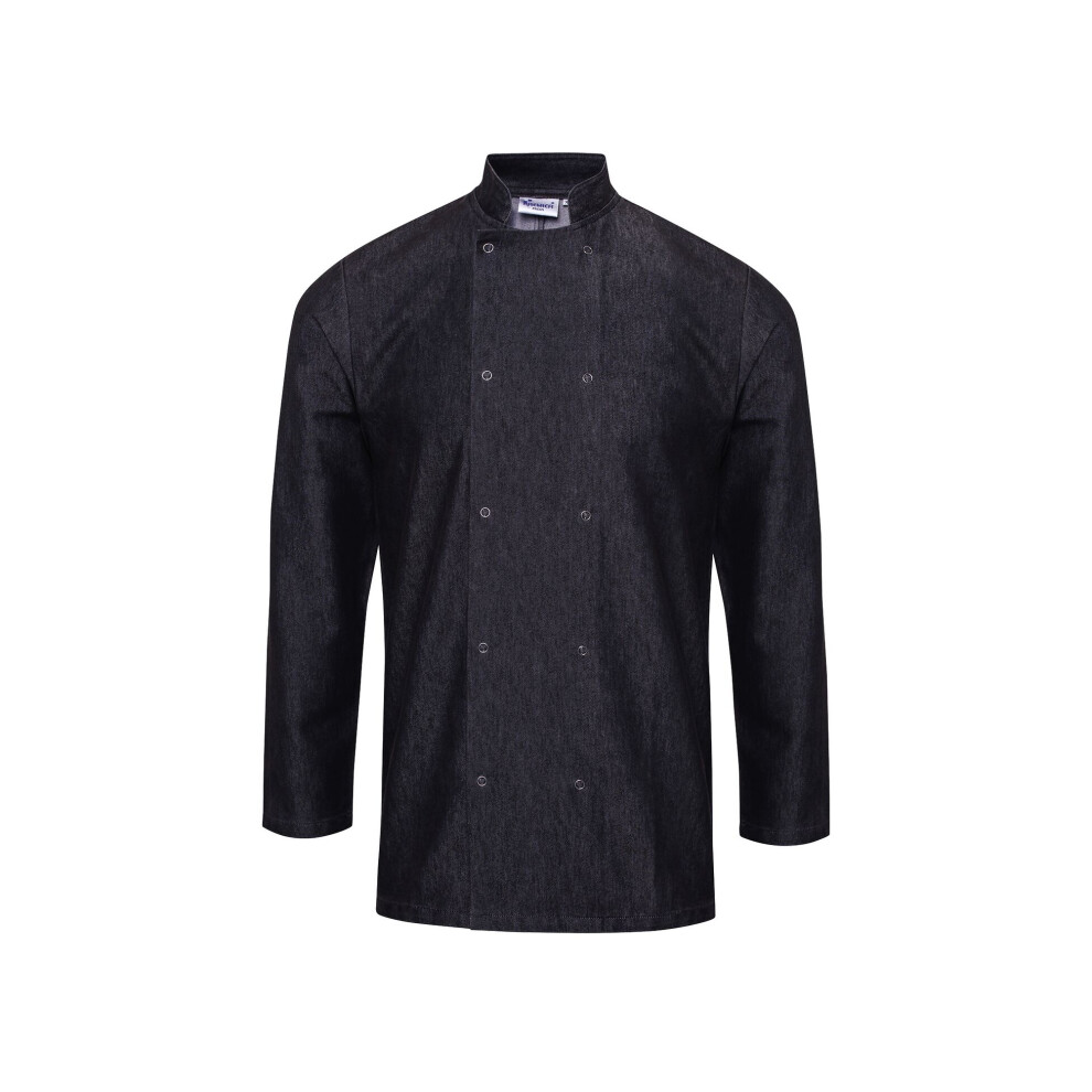 Premier (L, Black Denim) Unisex Denim Chefs Jacket