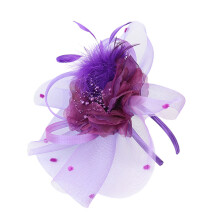 YUEHAO Pince à cheveux faite main pour femme, ornée de plumes, accessoire de tête pour mariage ou tenue décontractée, violette