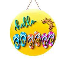 Hallo Sommer Flip Flops – 3D-Wandbild, Strand-Türhänger, Wohndeko – Ideal als Einzugsgeschenk für den Sommer