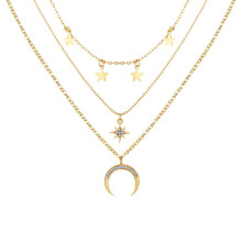Sleutelbeen Geluksster Vintage Hanger Drielagige Ketting Sterrenketting Hangers voor Meisjes Tieners Vriendin Verjaardagscadeau Sieraden