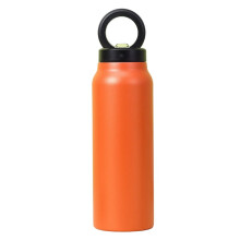 Bouteille d'eau isotherme orange avec support magnétique pour téléphone
