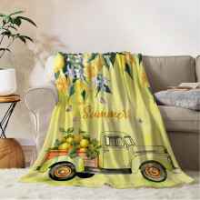 Kids Throw Blanket Farmhouse Floral 40x50 inch Yellow Lemon