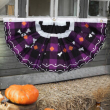 Päivitetty Halloween-viuhkakuvioinen laskostettu viuhkalipunkoriste 17" x 35", polyesteristä valmistettu juhlaseinäkoriste kotiin, puutarhaan,