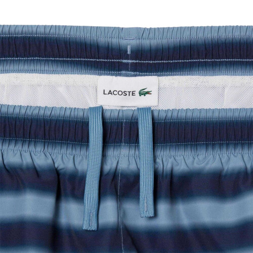Lacoste (S, Blue) Lacoste Mens Striped Swimming Trunks 1