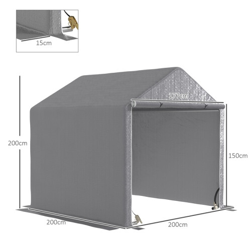 2 x 2m Garden Fabric Storage Tent - Grey 2