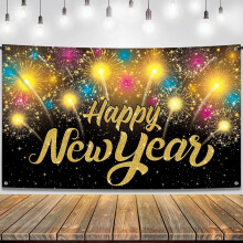 Extra grote nieuwjaarsbanner 71x47 inch | Nieuwjaarsdecoraties 2025 | Nieuwjaarsachtergrond voor feestartikelen 2025