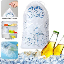 Ice Bags 8 Lb with Drawstring, 50 Count Ice Bag for Ice Machine, Heavy-Duty Reusable Ice Bags, Portable Storage
