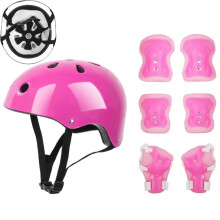 (Pink) Pcs 7 Kids Protective Gear Set Roller Skate Helmet Elbow Wrist Knee Pad For Skateboard Skating Cycling Scooter