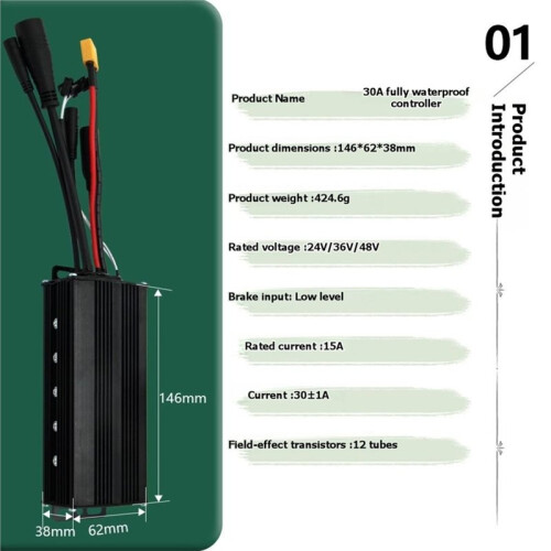 Ebike 24V 36V 48V 30A Drie Modi 12 Buis Sinusgolf Controller S966 Kleuren LCD-Display Motor 1