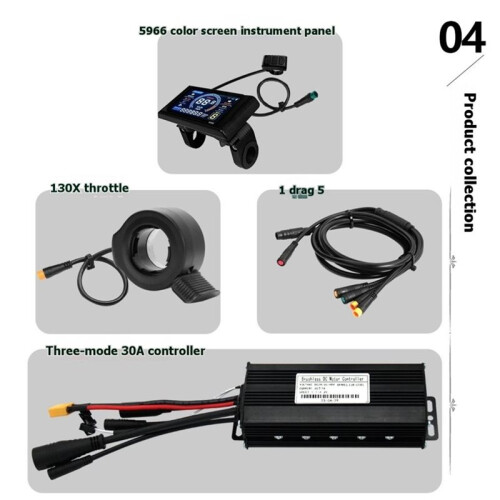 Ebike 24V 36V 48V 30A Drie Modi 12 Buis Sinusgolf Controller S966 Kleuren LCD-Display Motor 2