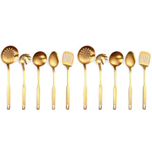 Edelstahl Küchen Utensilien 10 Teiliges Koch Kellen Set, Küchen Werkzeug Set, Gold
