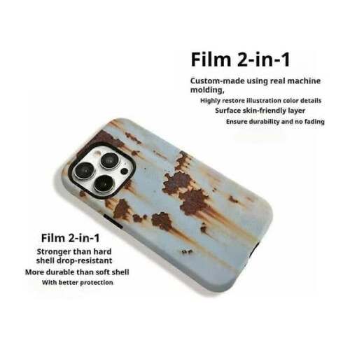 Θήκη Vintage Rusty Look, Θήκη Απομίμησης Rusty Συμβατή με iPhone 16/15/14 - Τέλεια φωτεινή θήκη 2